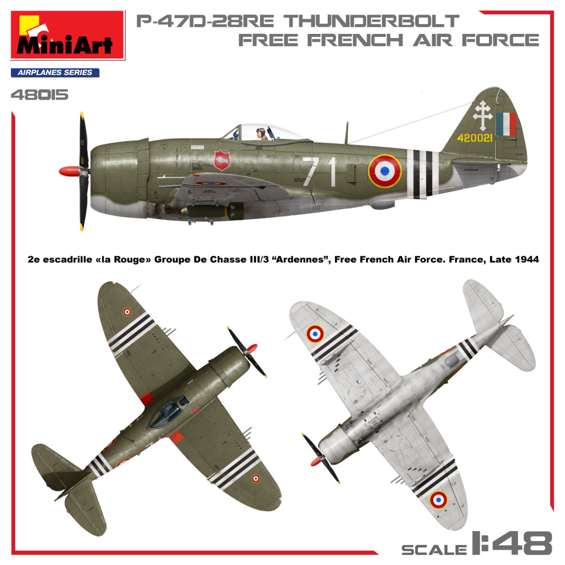 MiniArt 1:48 Republic P-47D-28RE Thunderbolt, Free French AF (basic kit ...