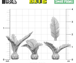 3D Printed Set Small Palms Plants – 3D tištěné malé palmy (15 ks)