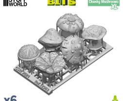 3D Printed Set Chunky Mushrooms XL – 3D tištěné tlusté houby XL (6 ks)