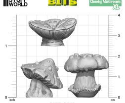 3D Printed Set Chunky Mushrooms XL - 3D printed thick mushrooms XL (6 pcs)